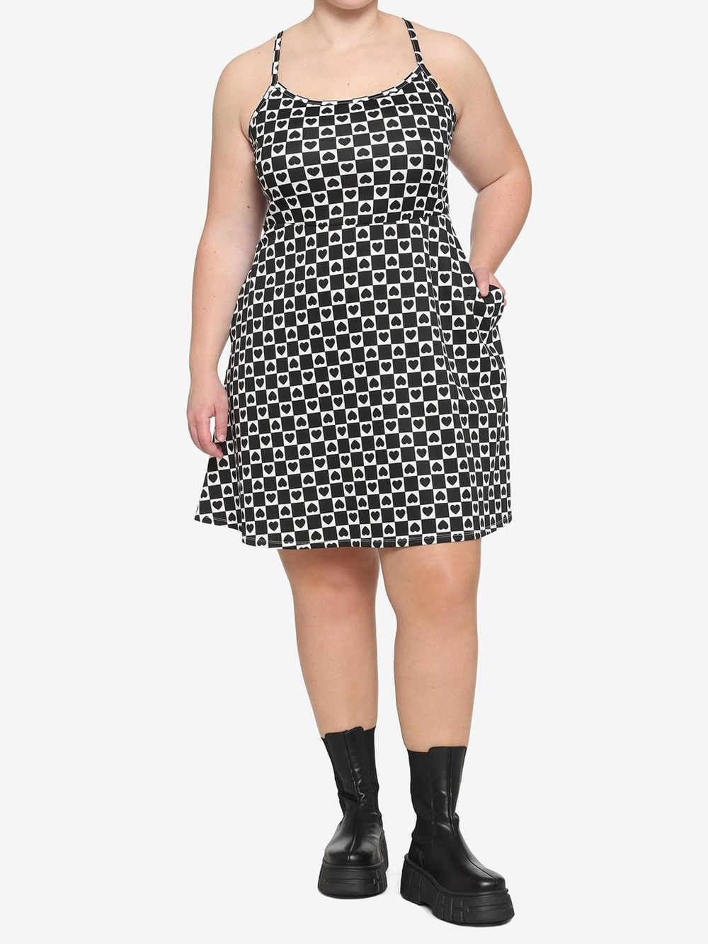 Hot Topic Black and White Checkered Heart Dress Size 5X